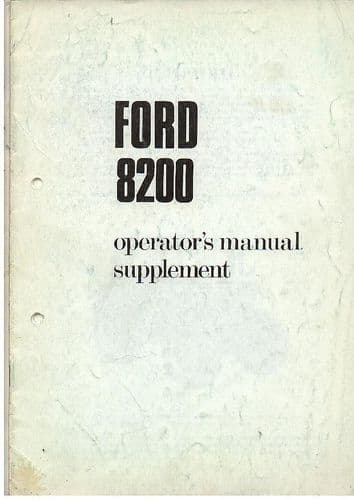 Ford Tractor 8200 Operators Manual Supplement
