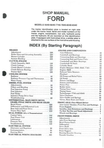 Ford Tractor I&T  5640 6640 7740 7840 8240 8340 Service Workshop Manual