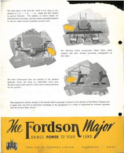 Fordson Major Tractor Front Mounted Tool Bar with Covering Bodies Brochure