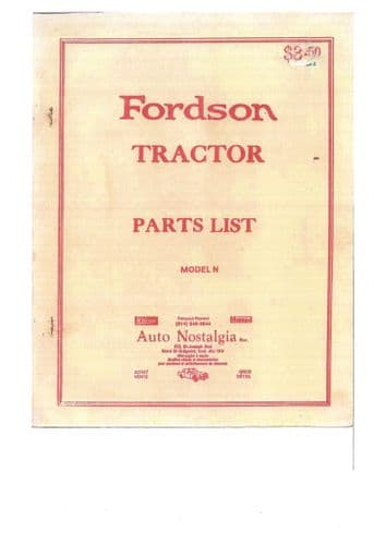 Fordson Tractor Model N Parts Manual