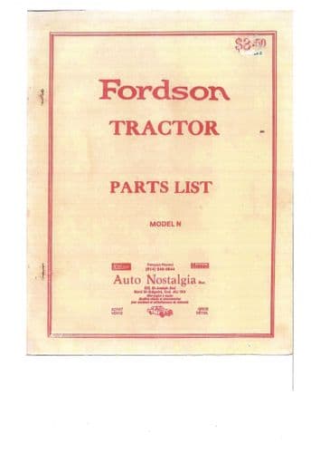 Fordson Tractor Model N Parts Manual