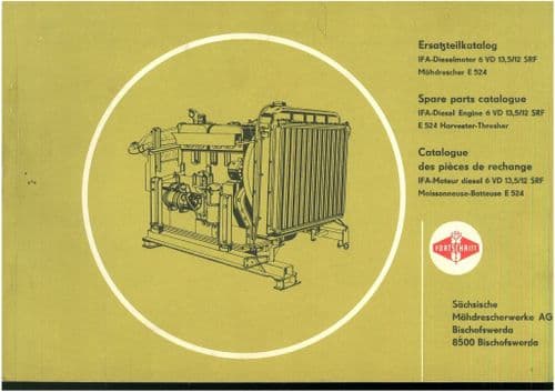 Fortschritt Diesel Engine E524 Harvester Parts Manual