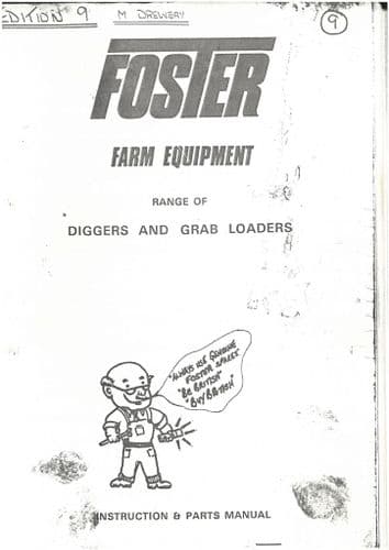 Foster Diggers & Grab Loaders Operators & Parts Manual