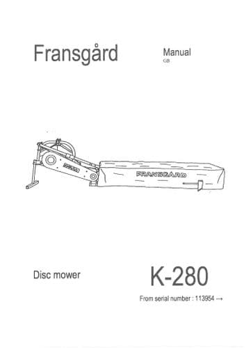 Fransgard Disc Mower K280 Operators Manual