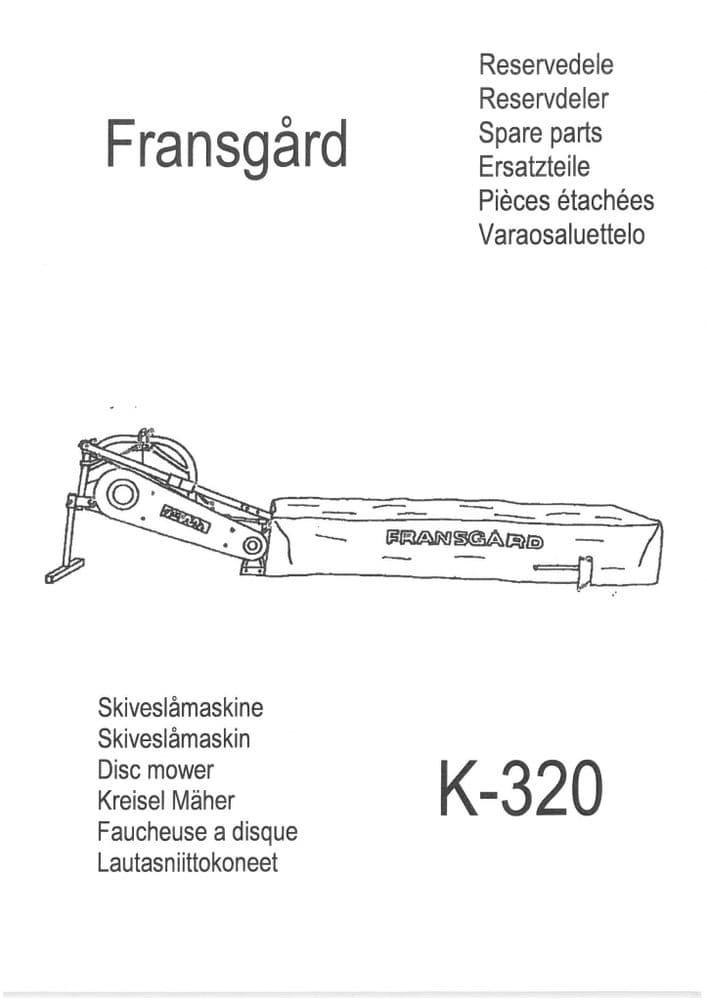 Fransgard Disc Mower K320 Parts Manual