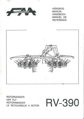 Fransgard Rotary Turner Tedder Hay Fly RV390 Operators Manual with Parts List