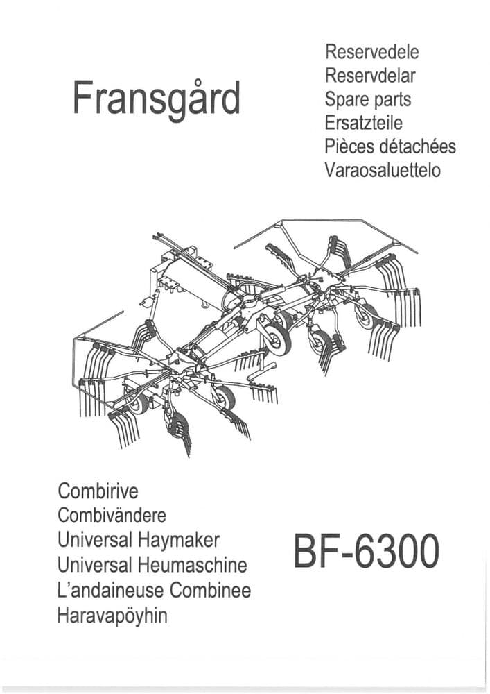 Fransgard Universal Hay Maker BF6300 Parts Manual