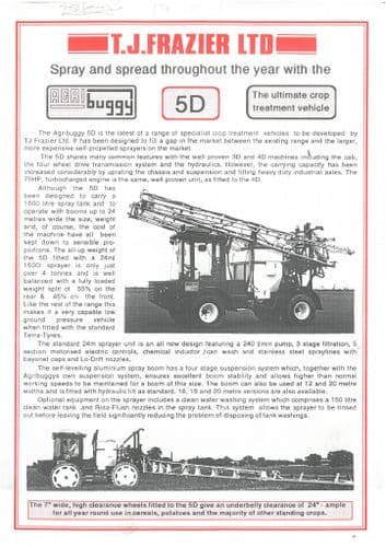 Frazier Agribuggy 5D Sprayer Brochure