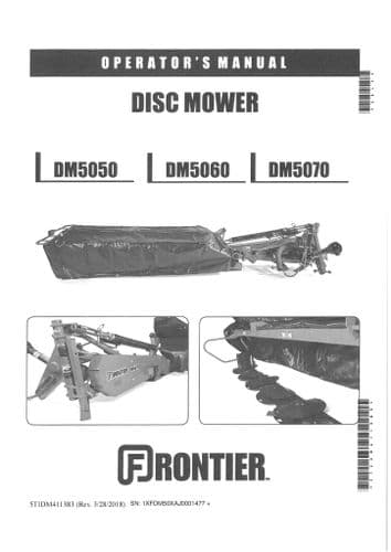 Frontier Disc Mower DM5050 DM5060 DM5070 Operators Manual