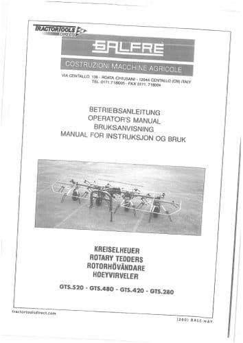 Galfre Rotary Tedder GTS520 GTS480 GTS420 GTS280 Operators Manual