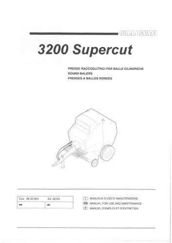 Gallignani Round Baler 3200 SC Supercut Operators Manual