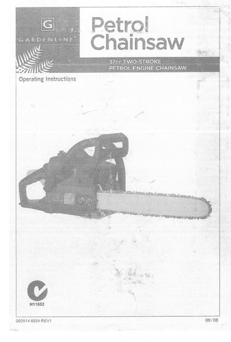 GardenLine Petrol Chainsaw 37cc Operators Manuals