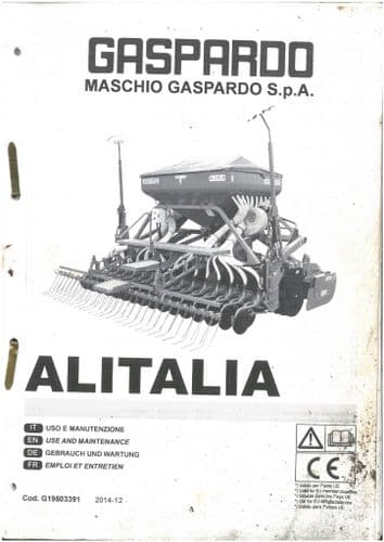 Gaspardo Maschio Seed Drill Alitalia Operators Manual