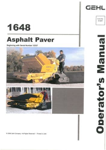 Gehl Asphalt Paver 1648 Operators Manual