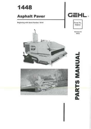 Gehl Asphalt Paver Model 1448 Parts Manual