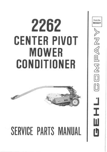 Gehl Center Pivot Mower Conditioner 2262 Parts Manual