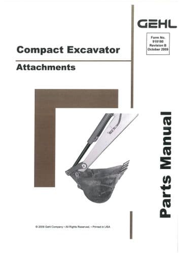 Gehl Compact Excavator Attachements  Parts Manual