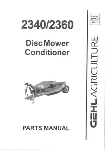 Gehl Disc Mower Conditioner 2340/2360 Parts Manual