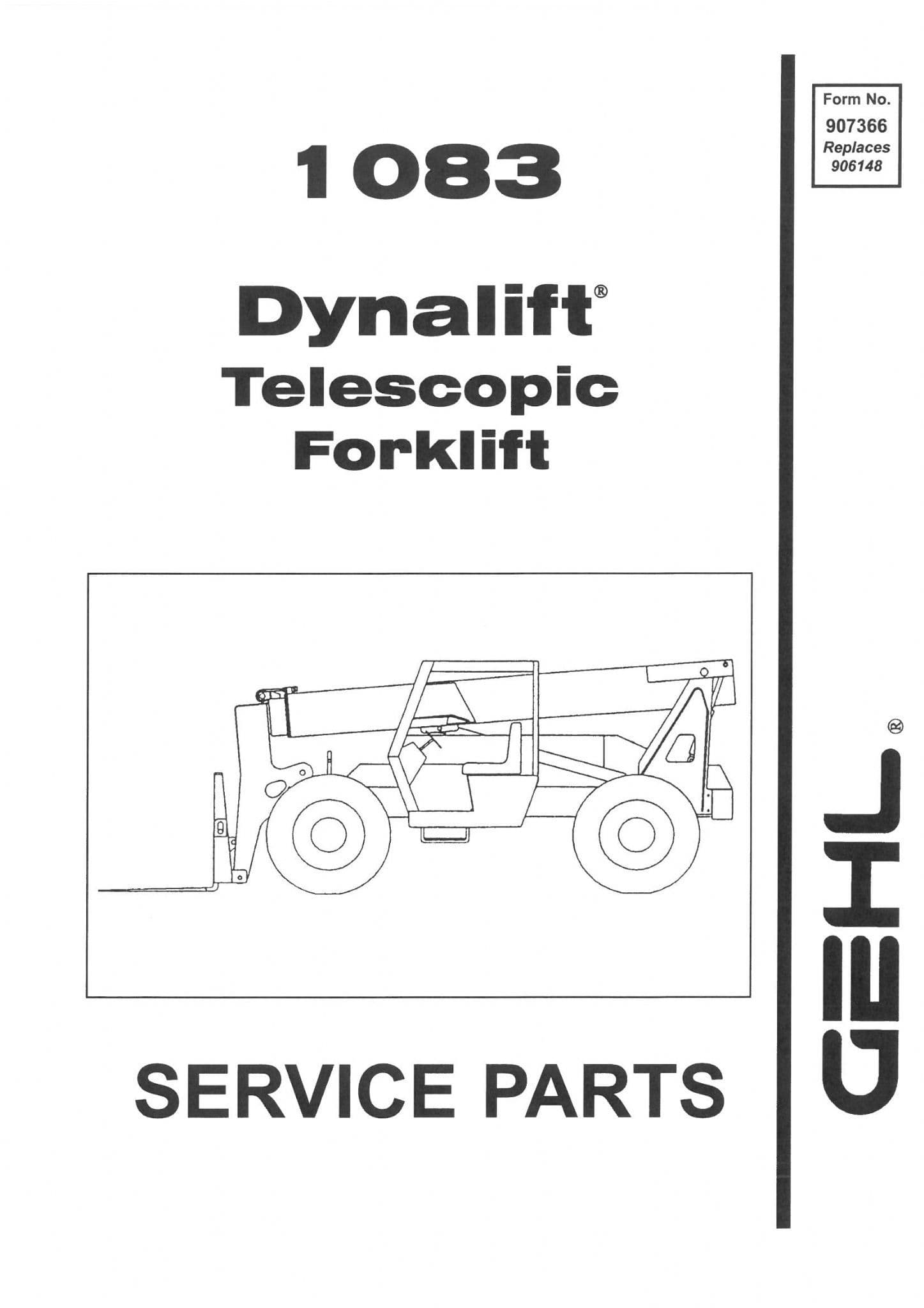 Gehl Dynalift Telescopic Forklift Model 1083 Parts Manual