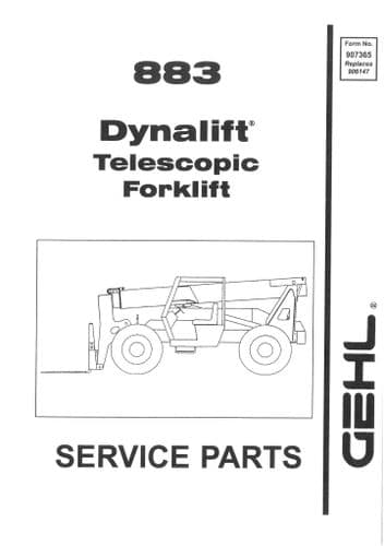 Gehl Dynalift Telescopic Forklift Model 883 Parts Manual