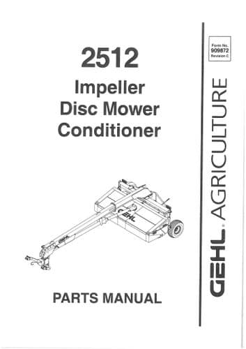 Gehl Impeller Disc Mower Conditioner Parts Manual