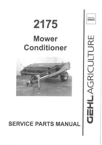 Gehl Mower Conditioner 2175 Parts Manual