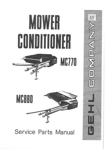 Gehl Mower Conditioner MC770 MC880 Parts Manual MC 770 MC 880