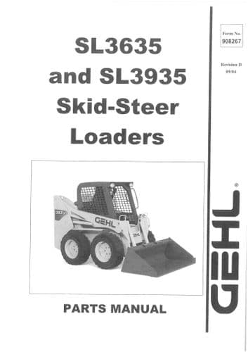 Gehl Skid Steer Loader Model SL3635 SL3935 Parts Manual SL 3635 3935