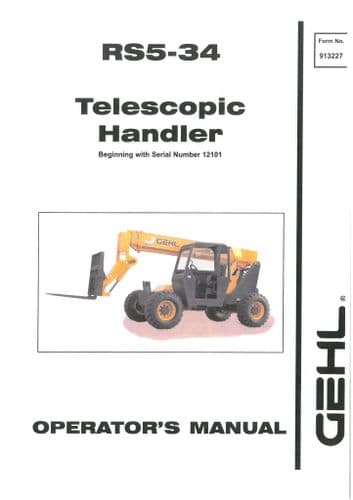Gehl Telescopic Handler RS5-34 Operators Manual RS 5-34