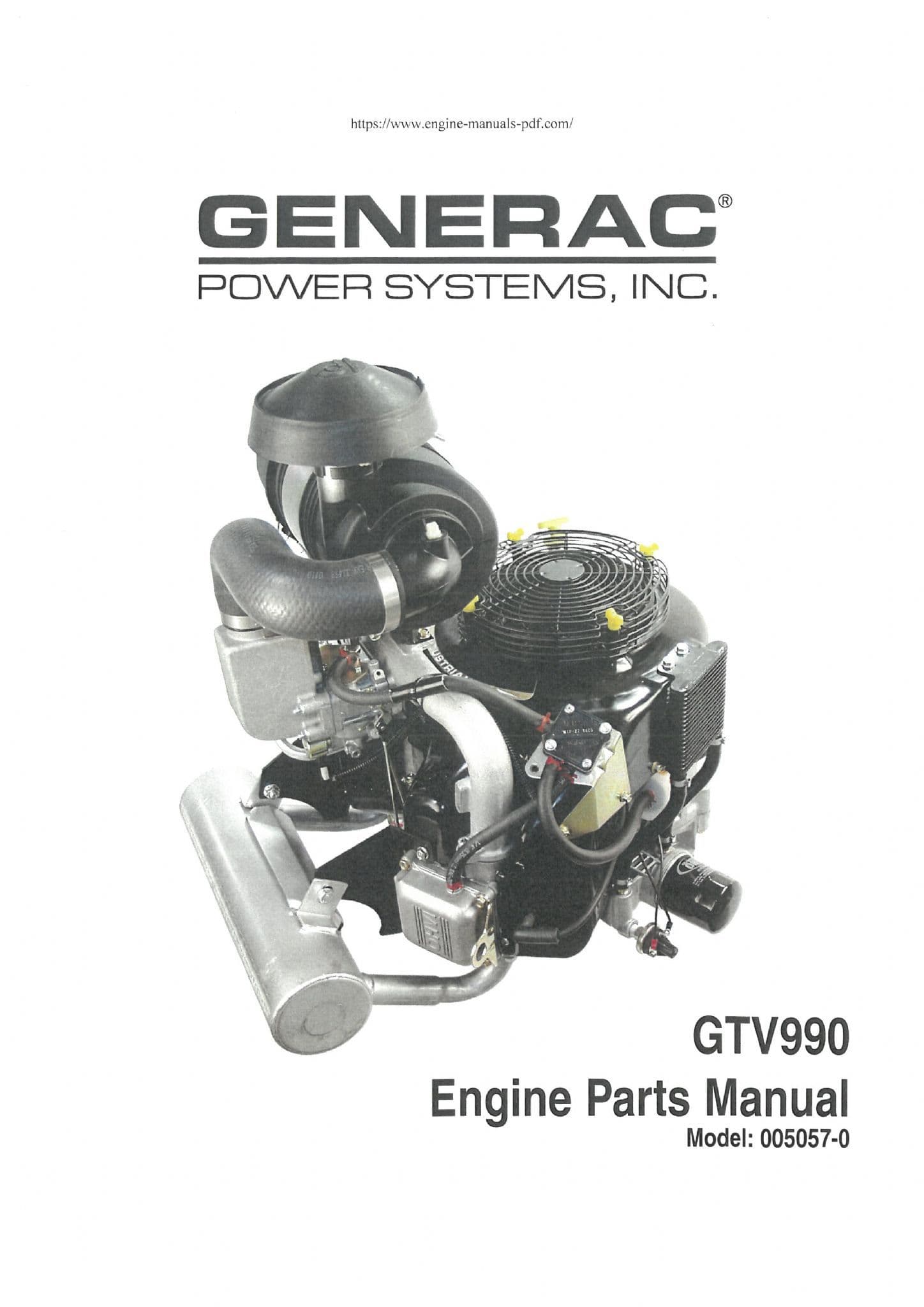 Generac Engine GTV990 Parts Manual