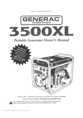 Generac Portable Generator 3500XL Operators Manual