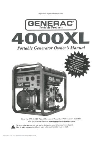 Generac Portable Generator 4000XL Operators Manual