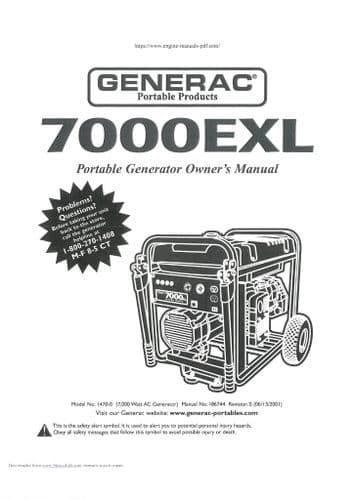 Generac Portable Generator 7000EXL Operators Manual.