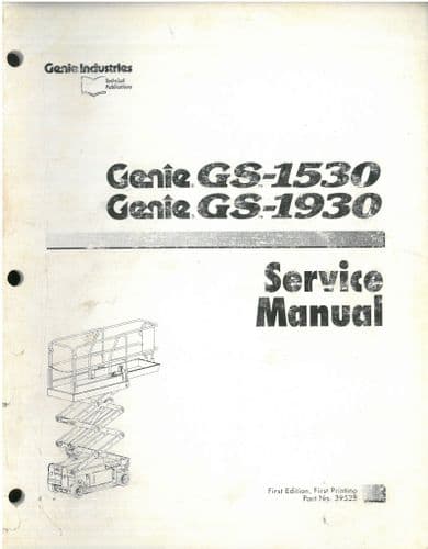 Genie High Platform Cherry Picker GS-1530 & GS-1930 Workshop Service Repair Manual
