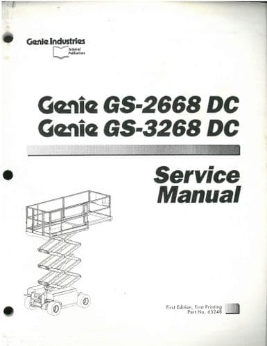 Genie High Platform Cherry Picker GS-2668DC & GS-3268 DC Workshop Service Repair Manual