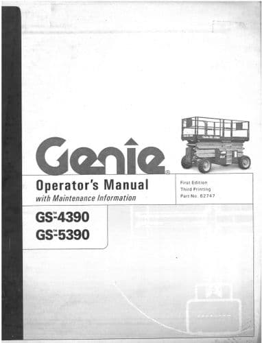 Genie High Platform Cherry Picker GS-4390 GS-5390 Operators Manual GS 4390 5390