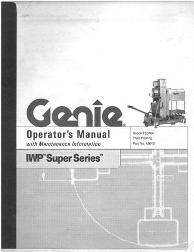 Genie High Platform Cherry Picker IWP-20S IWP-25S IWP-30S Operators Manual IWP 20 35 30 S