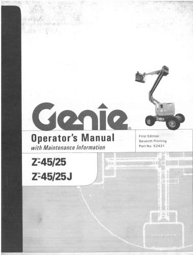 Genie High Platform Cherry Picker Z-45/25 Z-45/25J Operators Manual