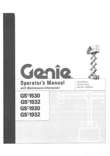 Genie Scissor Lift Platform GS1530 GS1532 GS1930 GS1932 Operators Manual