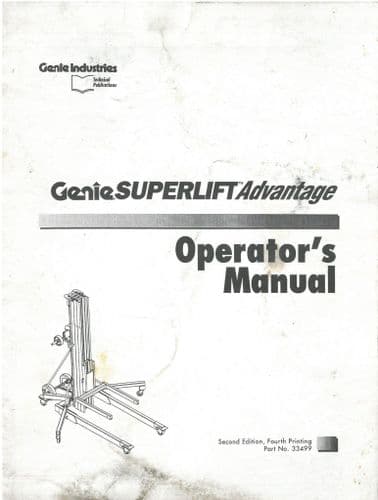 Genie Superlift Advantage  SLA-5 SLA-10 SLA-15 SLA-20 SLA-25 Operators Manual SLA 5 10 15 20 25