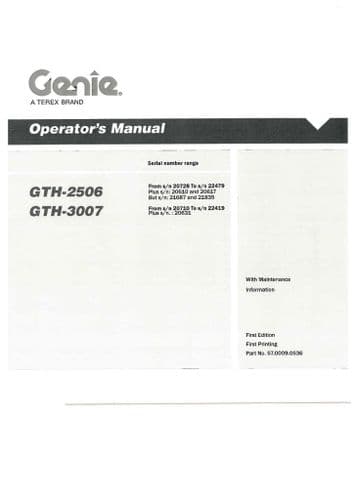 Genie Telehandler GTH2506 GTH3007 Operators Manual