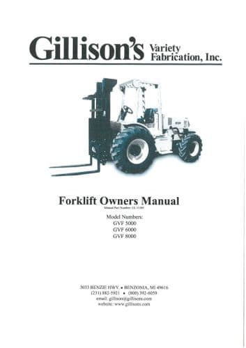 Gillisons Forklift GVF5000 GVF6000 GVF8000 Operators Manual