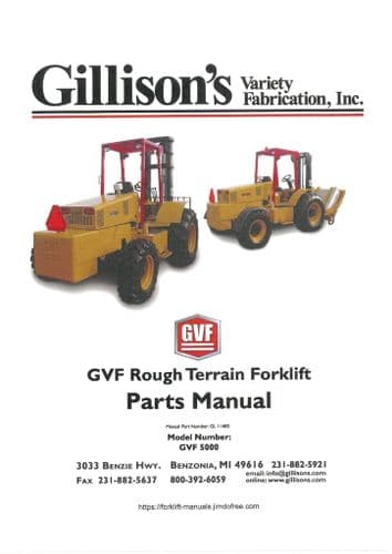 Gillisons Rough Terrain Forklift Truck GVF5000 Parts Manual