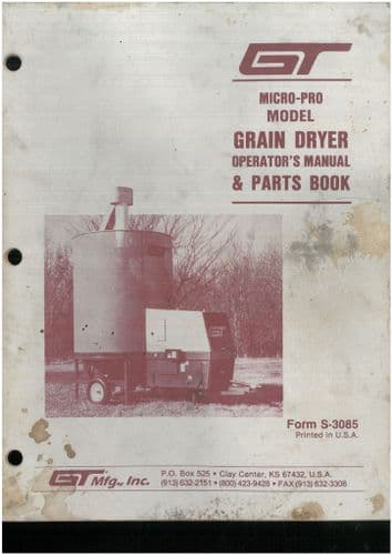 Gilmore and Tatge GT Mfg Grain Dryer Micro Pro Operators Manual & Parts Book