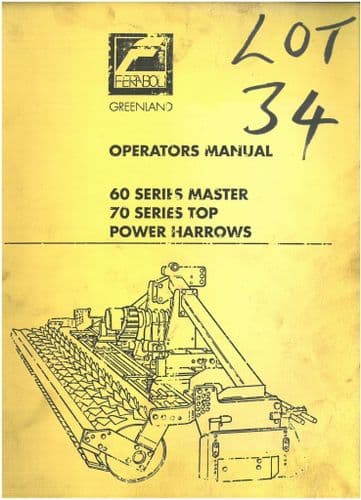 Greenland Power Harrow 60 Series Master 70 Series Top  Operators Manual