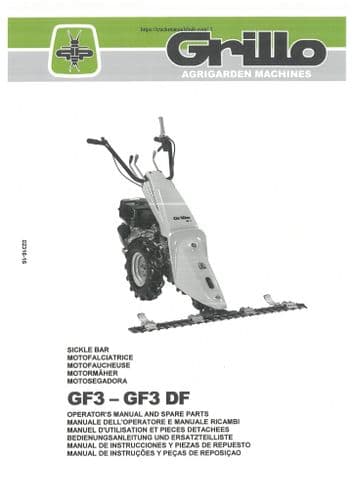 Grillo Compact Sickle Bar GF3 GF3DF Operators Manual