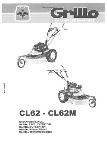 Grillo Hydrostatic Walk Behind Brush Cutter CL62 CL62M Operators Manual