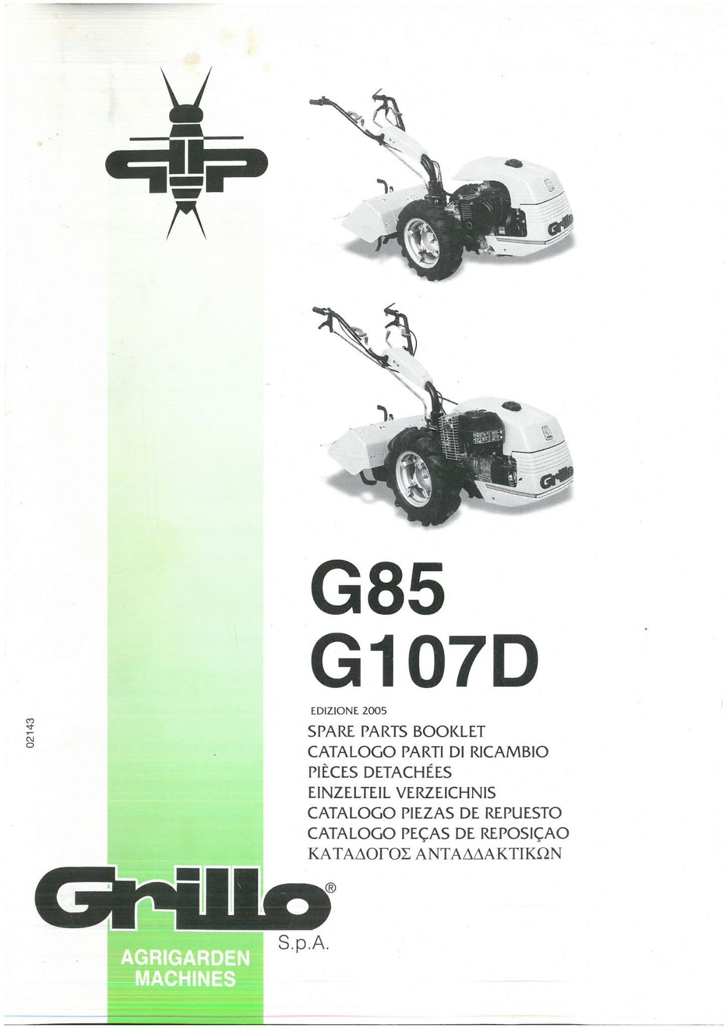 Grillo Mower G85 G107D Parts Manual