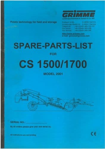 Grimme CombiStar CS1500 & CS1700 Parts Manual - CS 1500 1700