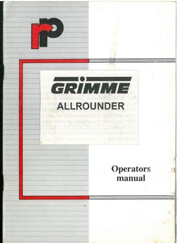 Grimme Potato Harvester Allrounder Operators Manual